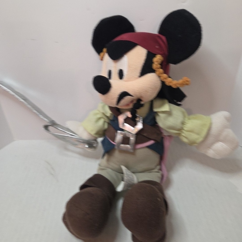 Plush Mickey Mouse Jack Sparrow Pirates of the Caribbean Disney Parks 11" RARE
